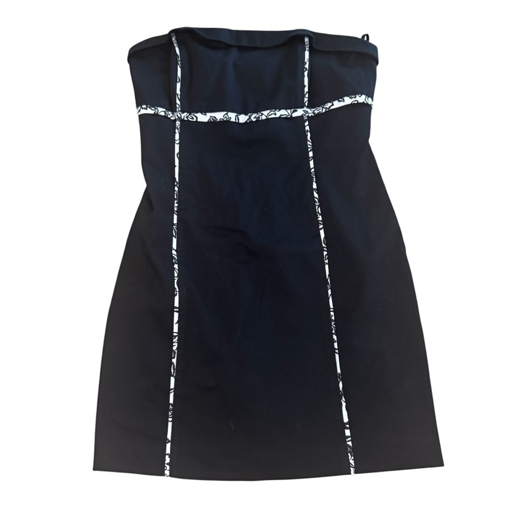 White House Black Market black sleeveless mini dress, white piping detail, 4.
